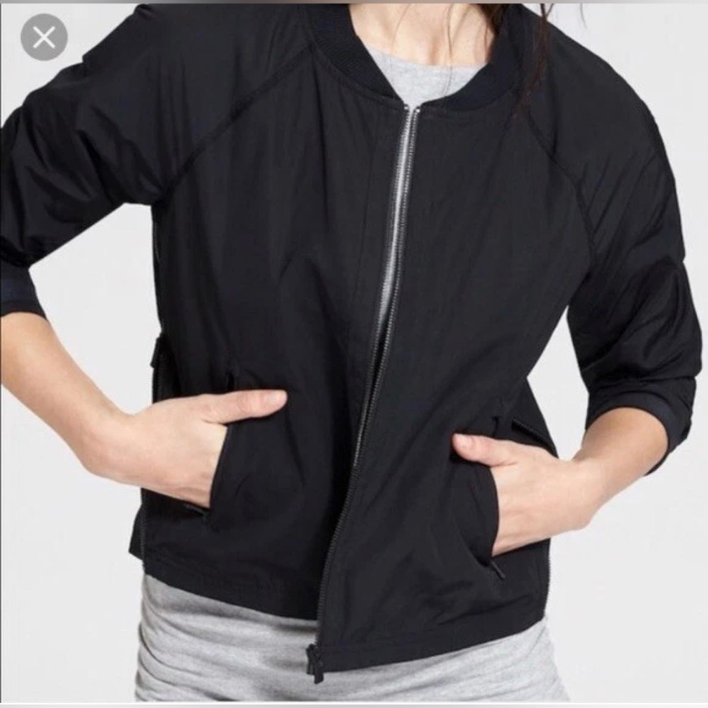 Athleta Side Zip Bomber Black size L